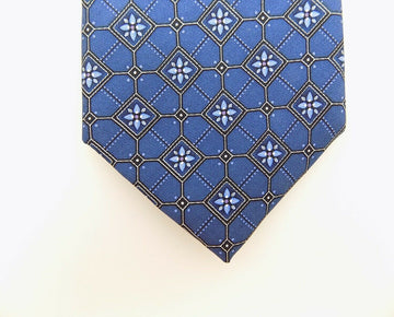 The Men's Store at Bloomingdale's Floral Square Silk Classic Tie Blue MSRP $59