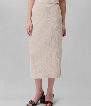 Calvin Klein Women's Sequined Side slit Midi Skirt Oatmeal Beige Size 12 $129