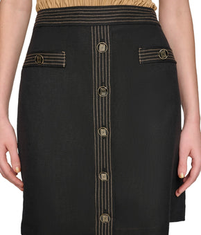 KARL LAGERFELD PARIS BLACK Trapunto-Stitch Mini Skirt SIZE 12 $109
