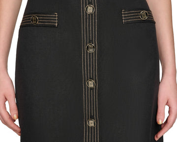 KARL LAGERFELD PARIS BLACK Trapunto-Stitch Mini Skirt SIZE 12 $109