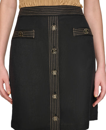 KARL LAGERFELD PARIS BLACK Trapunto-Stitch Mini Skirt SIZE 12 $109