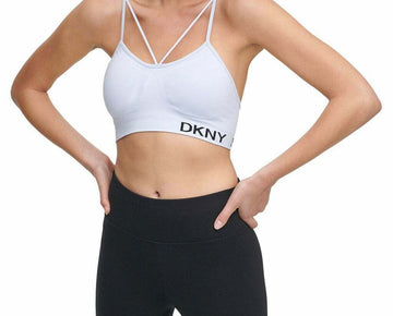DKNY Women's Sport Strappy Low Impact Sports Bra Top sky blue Size XS MSRP $39