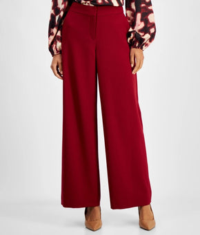 Tahari ASL Women's Wide-Leg Mid-Rise Pants Dark Red Size 16 MSRP $99