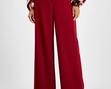 Tahari ASL Women's Wide-Leg Mid-Rise Pants Dark Red Size 16 MSRP $99