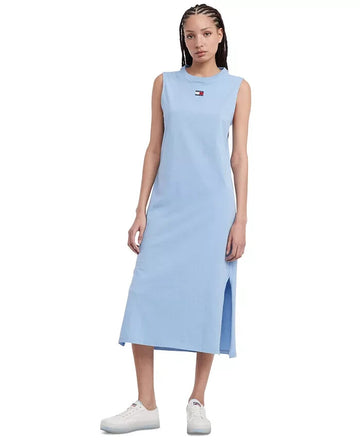 Tommy Jeans Womens Cotton Logo Badge Midi WESTSIDE BLUE Size S MSRP $70