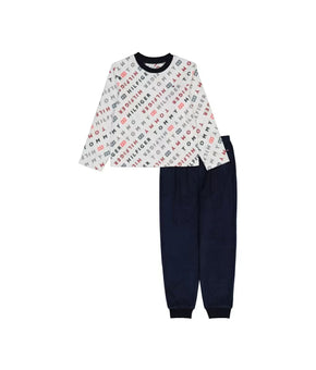 TOMMY HILFIGER Big Boys Pajama Set, 2 Piece White Navy Size L (12/14) MSRP $52