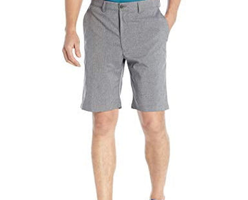 PGA TOUR Men's Flat Front Hybrid Heather Short, Medium Grey Heather, 36