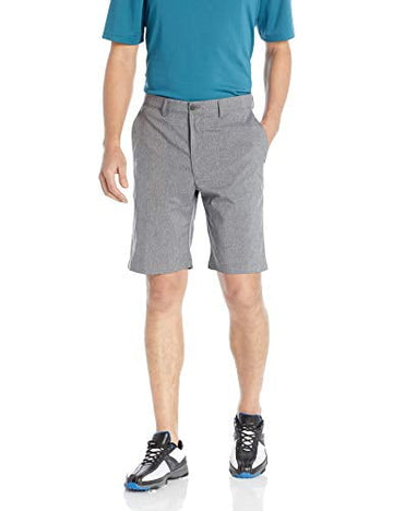 PGA TOUR Men's Flat Front Hybrid Heather Short, Medium Grey Heather, 36