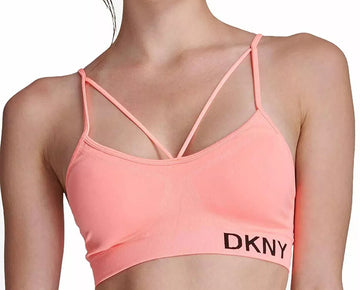 DKNY Women Sport Strappy Low Impact Sports Bra Top Neon orange Size XS MSRP $39