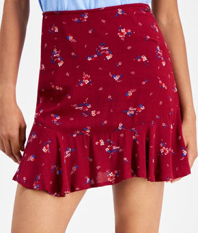 Tommy Jeans Women's Floral High Rise Flounce Mini Skirt RED Size XS MSRP $80