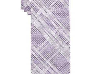 Michael Kors Men's Textured-Plaid Tie Purple MSRP $70