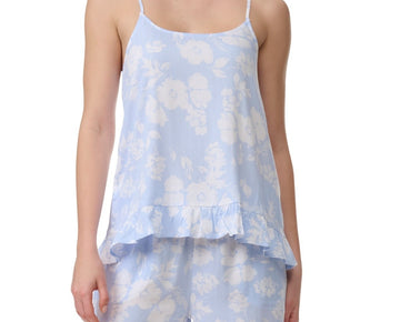 Splendid Women's 2-Pc. Ruffled-Hem Boxer Pajamas Set Blue Size XL MSRP $58