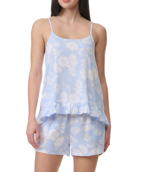 Splendid Women's 2-Pc. Ruffled-Hem Boxer Pajamas Set Blue SZ XL MSRP $58