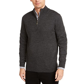 Club Room Mens Wool Blend 1/4 Zip Sweater Gray Size L