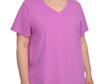 Calvin Klein Performance Plus Size 1X Cotton V-Neck T-Shirt Pink $30