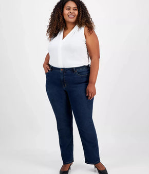Jones New York Lexington Straight-Leg Jeans Dark Blue Plus Size 18W MSRP $88