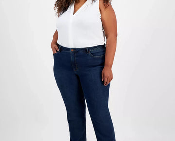 Jones New York Lexington Straight-Leg Jeans Dark Blue Plus Size 18W MSRP $88