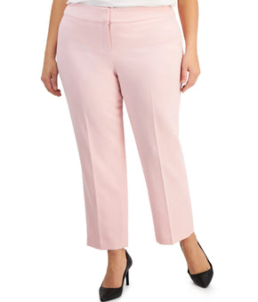 Kasper Plus Size 14W Straight-Leg Pants Pink MSRP $89