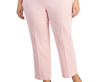 Kasper Plus Size 14W Straight-Leg Pants Pink MSRP $89