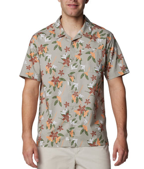 Columbia Mens Regular fit Short Sleeve Button-Up Shirt Size XXL Grey Floral