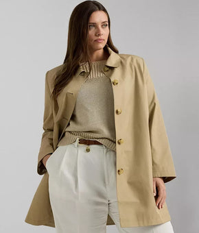 Lauren Ralph Lauren Plus Size 2X Hooded Raincoat Tan Beige MSRP $260