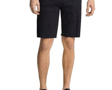 Karl Lagerfeld Mens Raw Hem Regular Fit Pinstripe Shorts black Size 32 MSRP $129