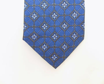 Bloomingdale's Floral Square Silk Classic Tie Blue MSRP $59