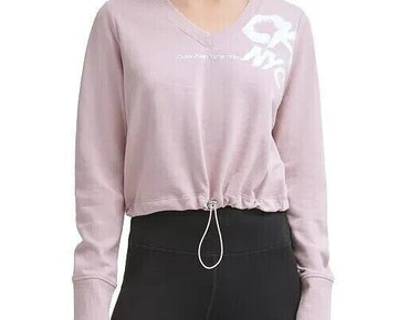 Calvin Klein Womens Cinched Logo Sweatshirt pink Size XL MSRP $60