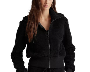 Ralph Lauren Faux-Shearling Full-Zip Jacket Polo Black Size L MSRP $145