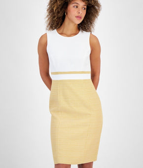 Kasper Women's Colorblocked Sheath Dress IVORY Size 16 MSRP $99
