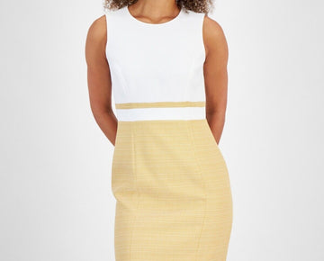 Kasper Women's Colorblocked Sheath Dress IVORY Size 16 MSRP $99