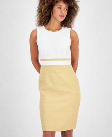 Kasper Women's Colorblocked Sheath Dress IVORY Size 16 MSRP $99