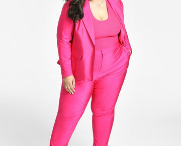 Nina Parker Trendy Plus Size Satin One-Button Blazer Pink Size 3X MSRP $129