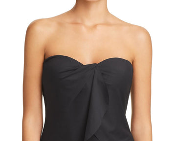 Vince Camuto Womens Halter Ruched Tankini Swim Top Size XS Black