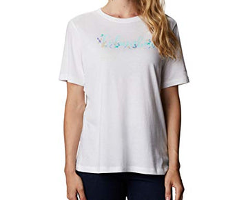 Columbia Women's Bluebird Day Relaxed Crew Neck, White/Wind Floral, 3X Plus
