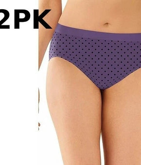 Bali Womens 2-Pack Smooth U Hi-Cut Brief Size XL/8 Vista Black Dot Purple