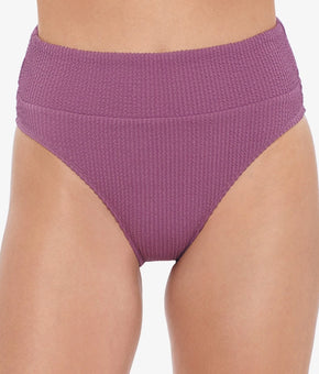 Salt + Cove Juniors' Sandy Rib High-Waist Bikini Bottoms Dark Pink Size S