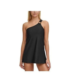 DKNY Swimdress Womens Size 4 Black One Shoulder Multi Wear Asymmetrical $108