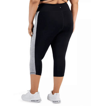 Ideology Womens Plus Size Colorblocked Capri Leggings, Black/Grey, Size 3X