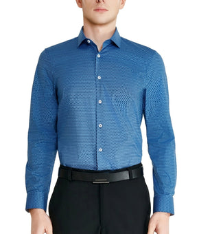 Tallia Men's Slim-Fit Geo-Link Dress Shirt Blue Size 17/17.5x34/35 MSRP $80