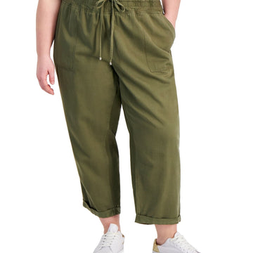 Tommy Hilfiger Womens Cuffed Twill Trouser Pants, Green, Plus Size 2X MSRP $90