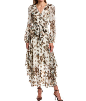 Vince Camuto womens V-Neck Maxi Dress, Size S, Brown MSRP $129