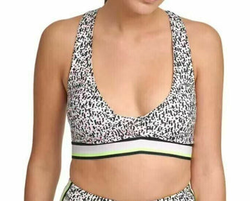 DKNY Womens Sport Printed Low-Impact Sports Bra white Size S MSRP $45