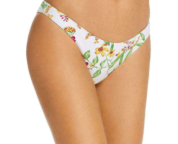 Aqua Womens Floral Low-Rise Swim Bottom Womens white Size S MSRP $48