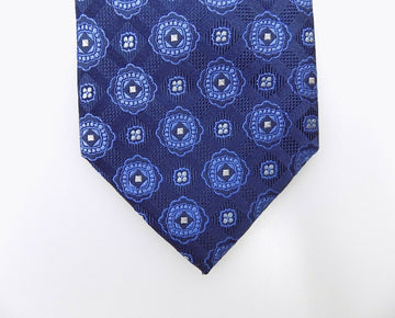 The Men's Store at Bloomingdale's Floral Medallion Silk Blue Necktie MSRP $59