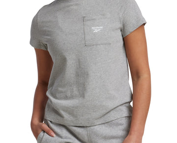 Reebok Womens Small Logo Graphic T-Shirt, Grey, Size XS