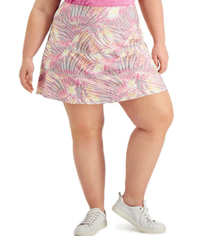 Ideology Womens Activewear Plus Size Tropical-Print Tiered Skort Size 2X Pink