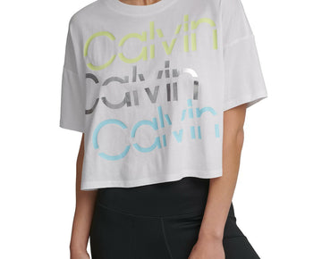 Calvin Klein Performance Logo Cropped T-Shirt Size Size XS White MSRP $40