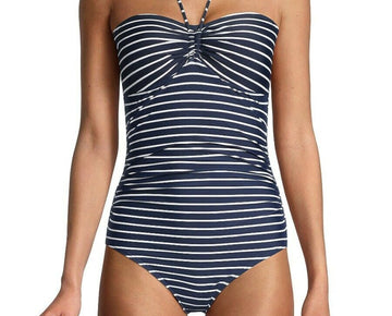 Tommy Hilfiger Striped One-Piece Swimsuit Navy Blue One Piece Swimsuit Size 12