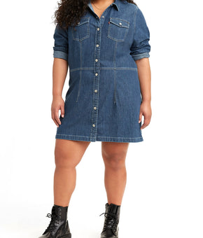 Levi's Women's Plus Size Ellie Denim Dress Blue Size 2X Blue MSRP $70